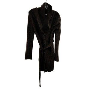 It's Our Time Women's Knit Button Up Cardigan Brown Size Medium Belted